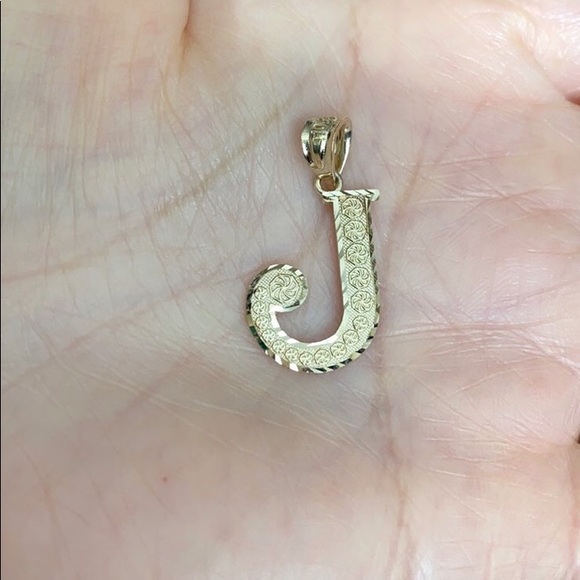 Element Shine Jewelry K Solid Yellow Gold Initial Letter J Charm